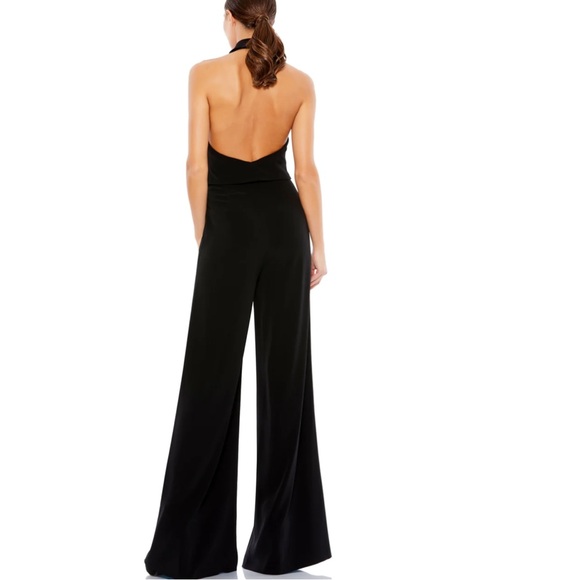 NWT MAC DUGGAL BLACK TUXEDO HALTER JUMPSUIT - Picture 2 of 3